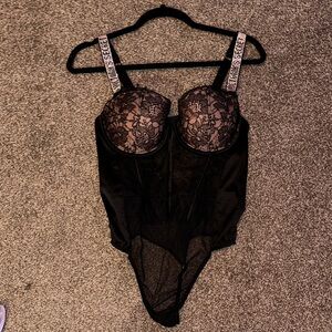 Victoria's Secret Black Lace Bra Bodysuit